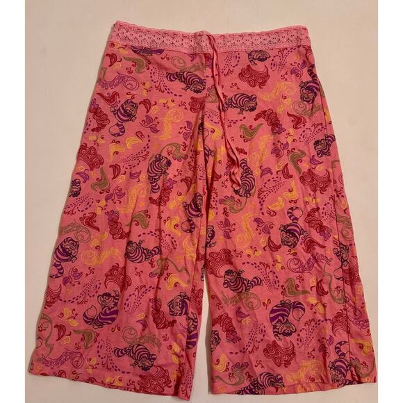 Vtg Y2K Cheshire Cat Alice in Wonderland Wonderful World of Disney PJ Capri Sz L - Picture 1 of 4